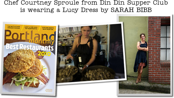 Chef Courtney Sproule from Din Din Supper Club is wearing a Lucy Dress by Sarah Bibb
